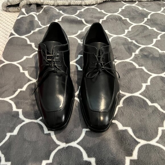 SALVATORE FERRAGAMO LANIER MENS LACE UP OXFORD LOAFER- SIZE 8.5EEE IN BLACK